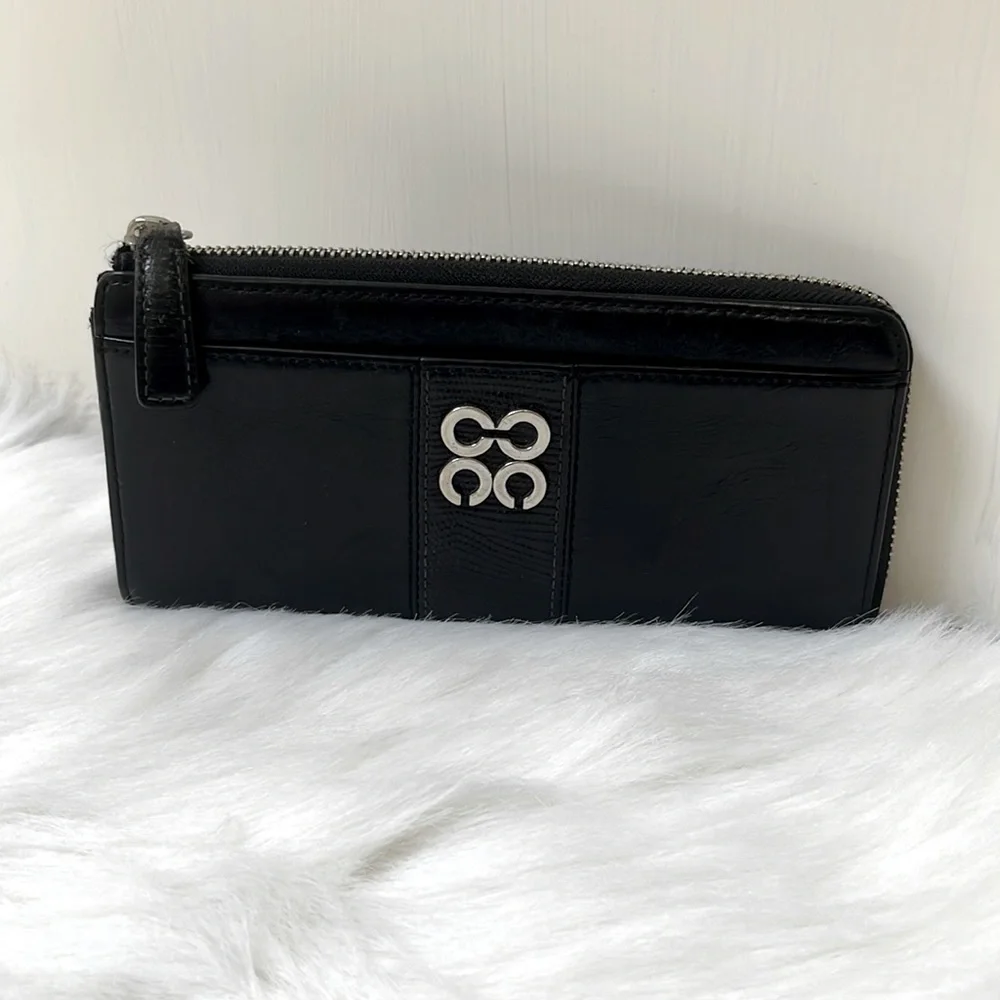 Coach Leather Zip Continental Wallet in Black - Picture 1 of 7